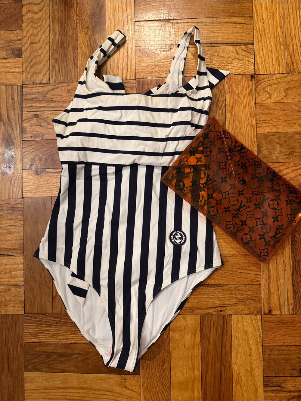Louis Vuitton Navy & White Striped One Piece with Case - Picture 5 of 7